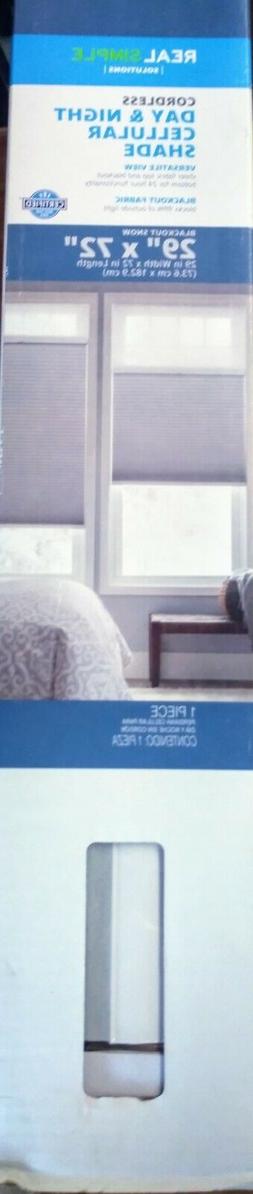 29x72 Cordless Day & Night Cellular Shade in Blackout Snow B